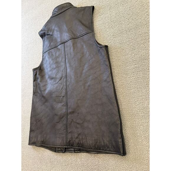 Club Monaco Women's XS Black 100% Lamb Leather Asymmetrical Zip Biker Vest - Picture 12 of 12
